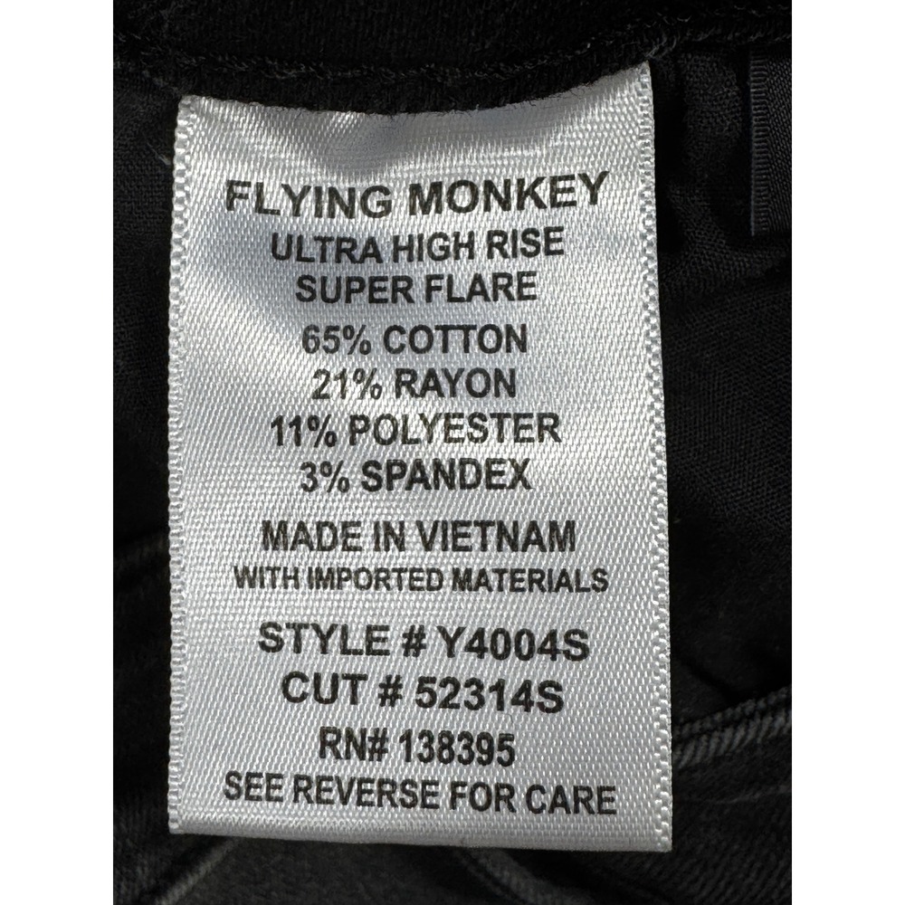 Flying Monkey Womens Ultra High Rise Super Flare Black Jeans 27 Meas: 26x29.5 - Picture 5 of 6